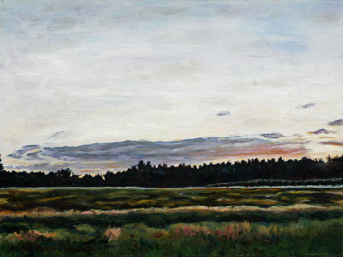 Maine Turnpike Sunset #1 • 9" x 12", oil on linen