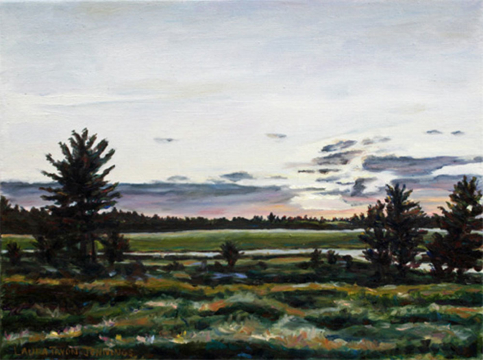 Maine Turnpike Sunset #2 • 9" x 12", oil on linen