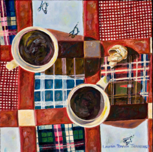 Coffee in Pajamas • 12" x 12", oil on canvas